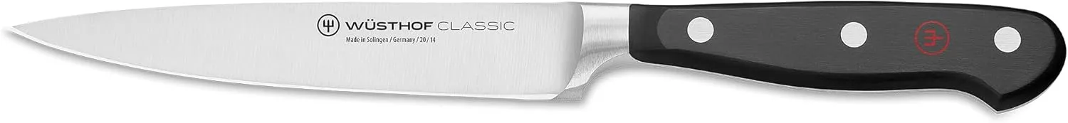 Wüsthof Classic 5 Inch Utility Knife, Black, Silver