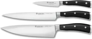 WÜSTHOF Classic Ikon 3-Piece Chef's Knife Set, Black