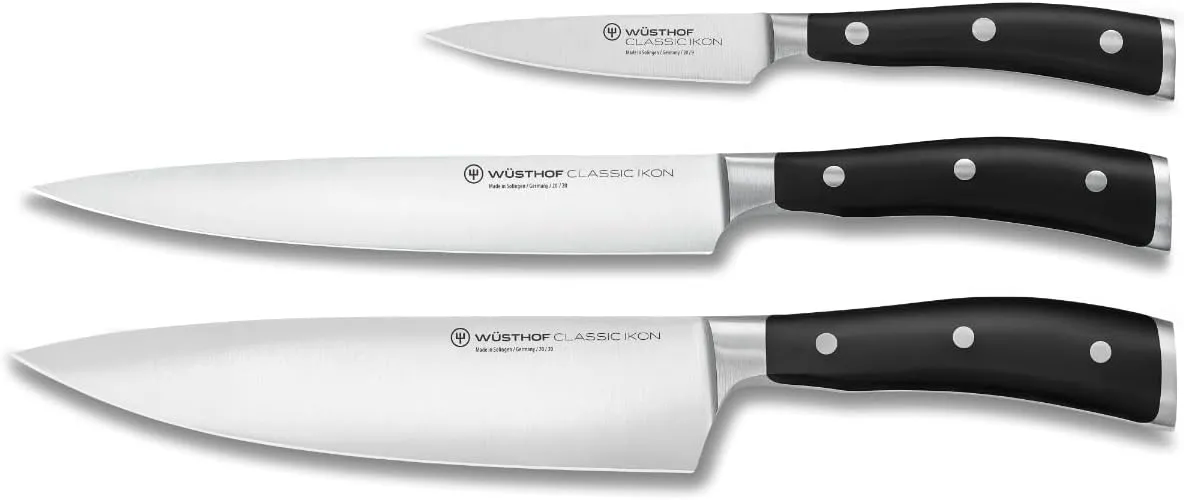 WÜSTHOF Classic Ikon 3-Piece Chef's Knife Set, Black