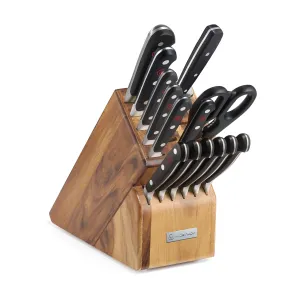Wusthof Classic 15-Piece Knife Block Set with Stainless Steel Knives