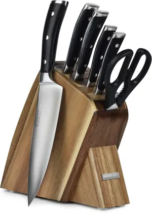 Wusthof Classic Ikon 7 Piece Slim Knife Set with Acacia Block