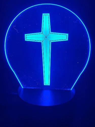 Xdorra Christian Gift Cross 3D Lamp Room Decor, Small Crucifix Bless Decorative LED Beside Cross Church Room Decors Religious Lights - Christian's Gifts for Men Women
