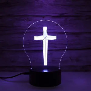 Xdorra Christian Gift Cross 3D Lamp Room Decor, Small Crucifix Bless Decorative LED Beside Cross Church Room Decors Religious Lights - Christian's Gifts for Men Women