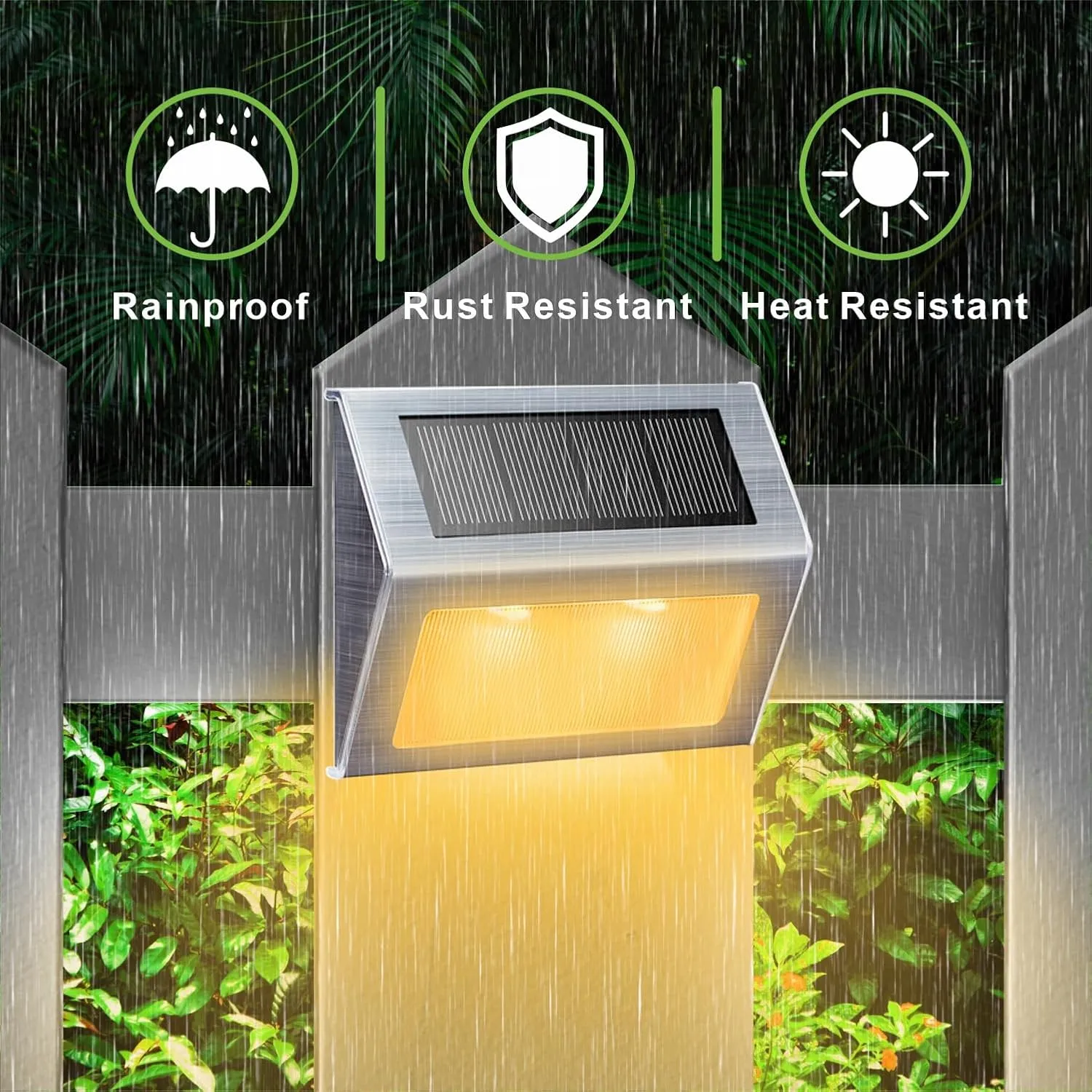 XLUX Solar Lights for Steps Decks Pathway Yard Stairs Fences, LED lamp, Outdoor Waterproof,Warm Light,12 Pack