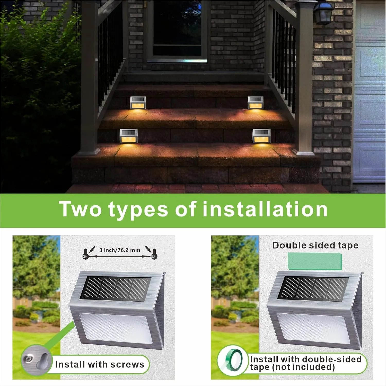 XLUX Solar Lights for Steps Decks Pathway Yard Stairs Fences, LED lamp, Outdoor Waterproof,Warm Light,12 Pack