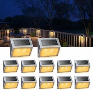XLUX Solar Lights for Steps Decks Pathway Yard Stairs Fences, LED lamp, Outdoor Waterproof,Warm Light,12 Pack