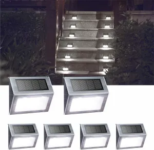 XLUX Solar Powered Lights for Deck Steps Stairs Fences Pathway Path, LED lamp, Outdoor Waterproof, White Light 6 Pack