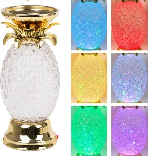 YAKii 9.5" Pineapple LED Color Changing Shine Lava Lamp,Swirling Water Waves Lamp Kid Safe Battery/USB Cable Operated,Table Lamp Candle Holder Table Decoration Gold
