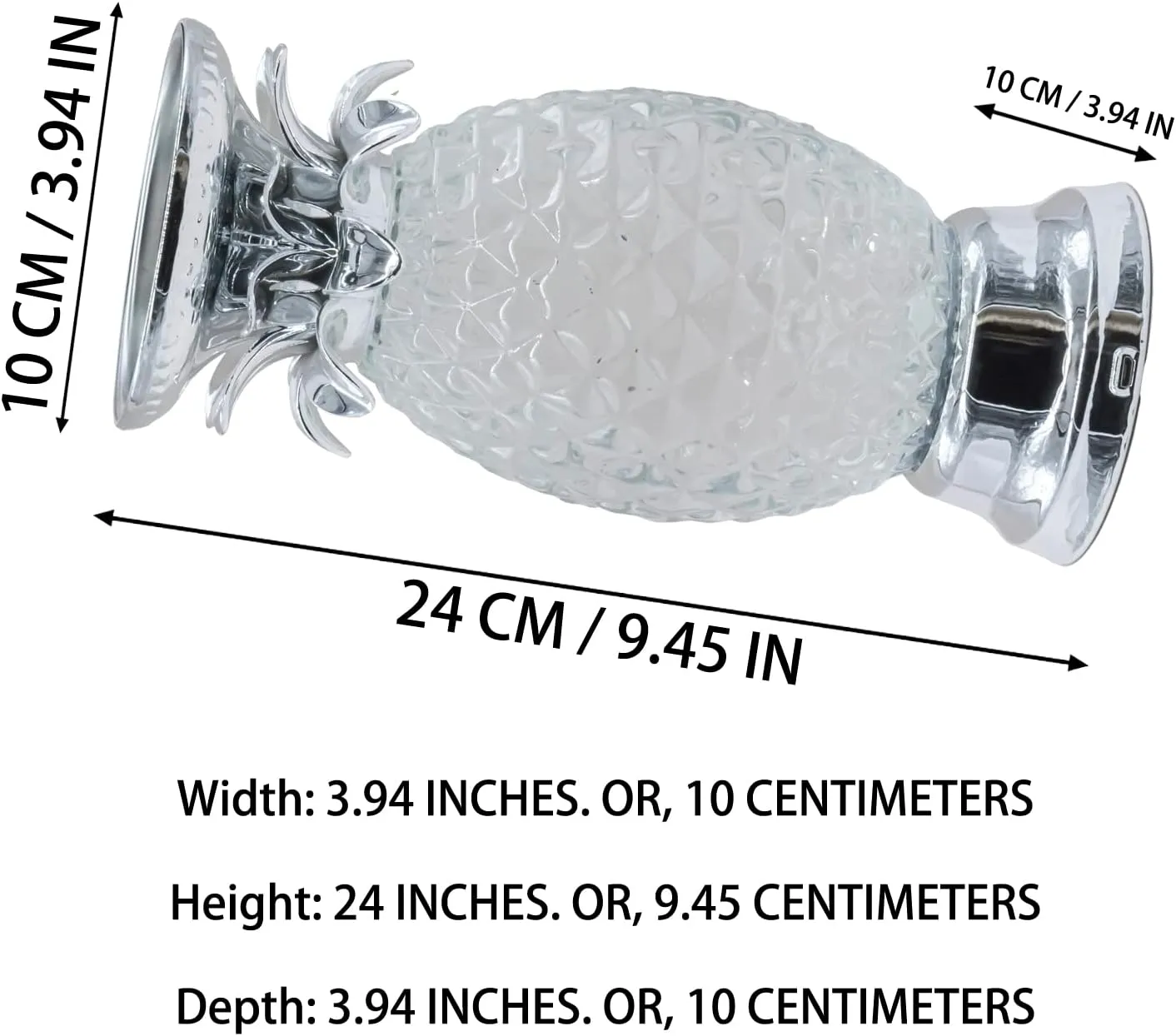 YAKii 9.5" Pineapple LED Color Changing Shine Lava Lamp,Swirling Water Waves Lamp Kid Safe Battery/USB Cable Operated,Table Lamp Candle Holder Table Decoration Silver