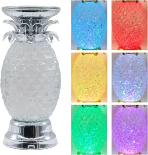 YAKii 9.5" Pineapple LED Color Changing Shine Lava Lamp,Swirling Water Waves Lamp Kid Safe Battery/USB Cable Operated,Table Lamp Candle Holder Table Decoration Silver