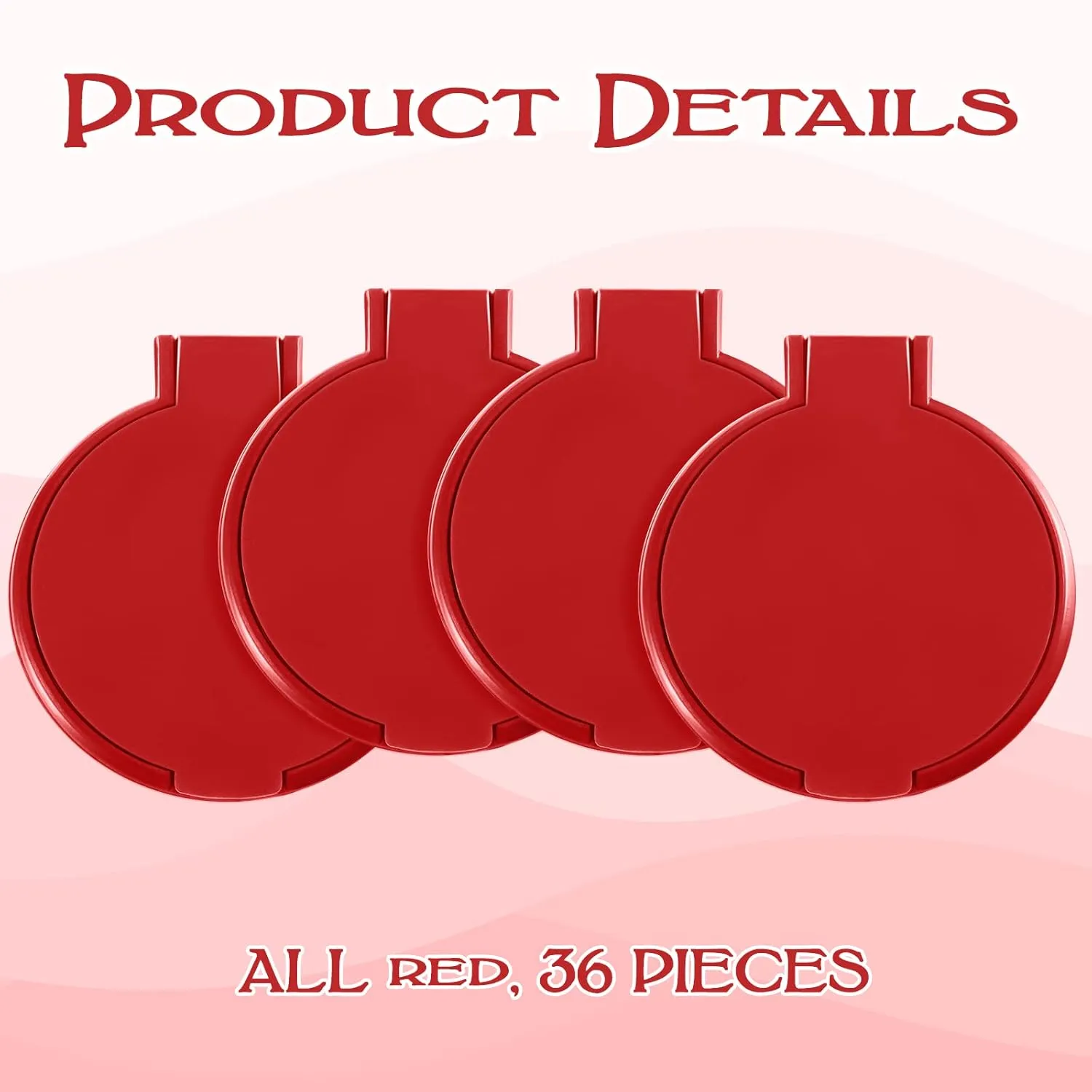 Yalikop 36 Pcs Compact Mirror Bulk Portable Round Makeup Mirror Mini Foldable for Purse Women Travel Daily Use Mother‘s Day Gifts (Red)