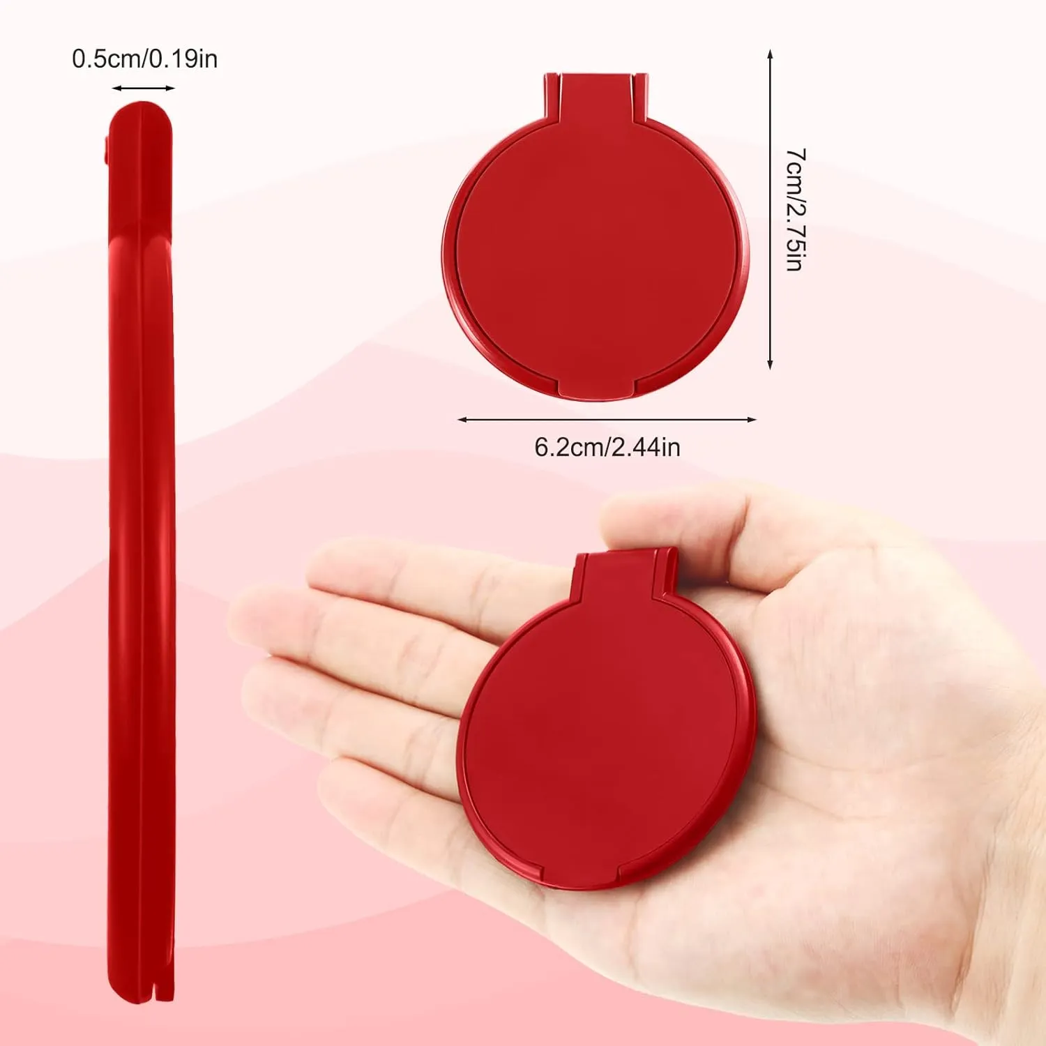 Yalikop 36 Pcs Compact Mirror Bulk Portable Round Makeup Mirror Mini Foldable for Purse Women Travel Daily Use Mother‘s Day Gifts (Red)