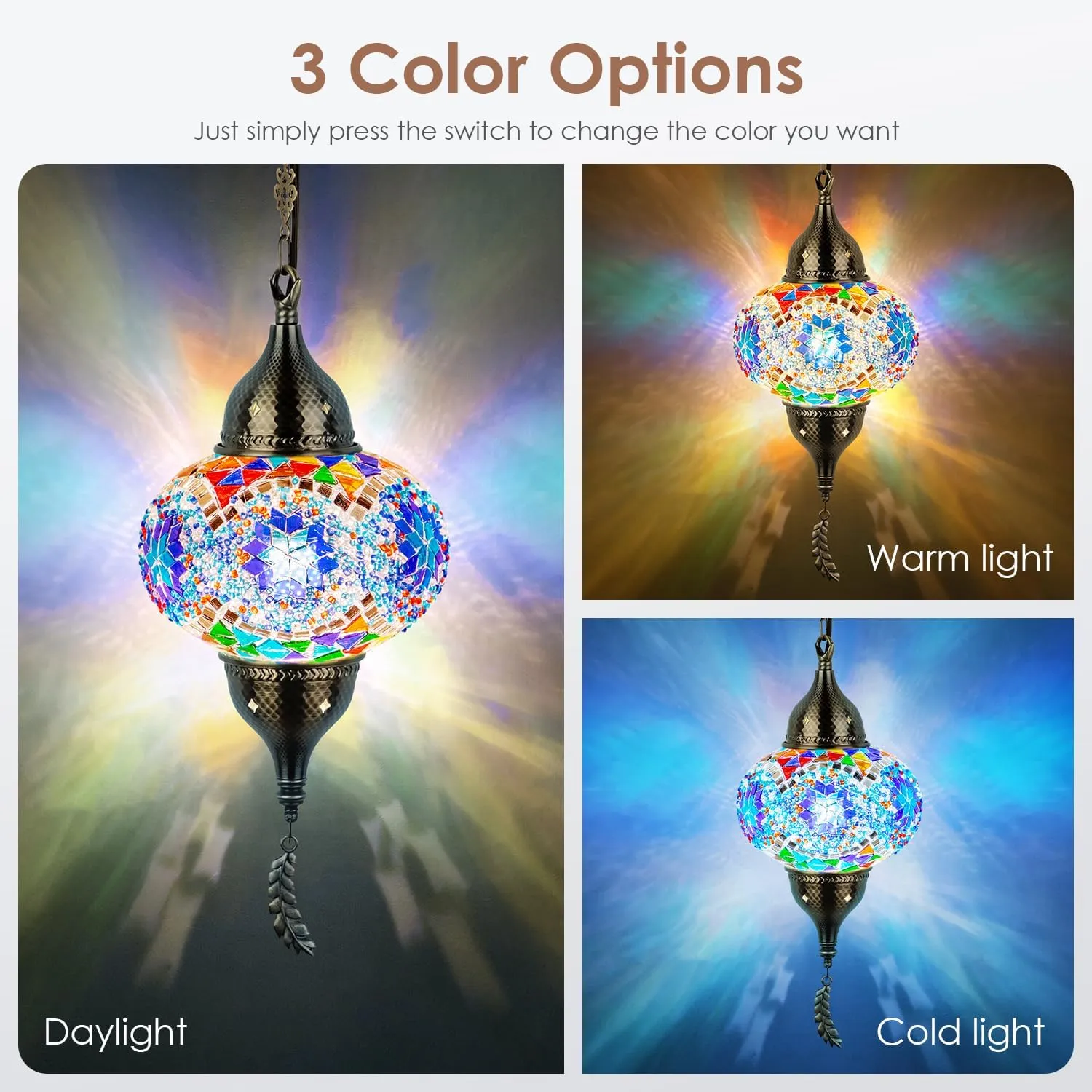 Yarra-Decor Turkish Moroccan Pendant Hanging Light with 15-Foot Cord - Exquisite Tiffany Style Mosaic Ceiling Lamp for Bedroom, Living Room(Blue1)