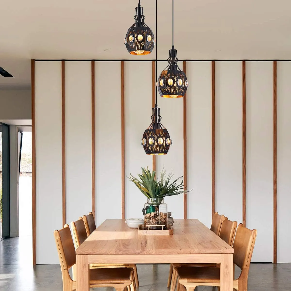YLONG-ZS 3-Light Industrial Pendant Lighting Vintage Hanging Ceiling Light Fixtures Farmhouse Rustic Pendant Light with Metal Caged for Dining Room Hotel Hanging Lamps