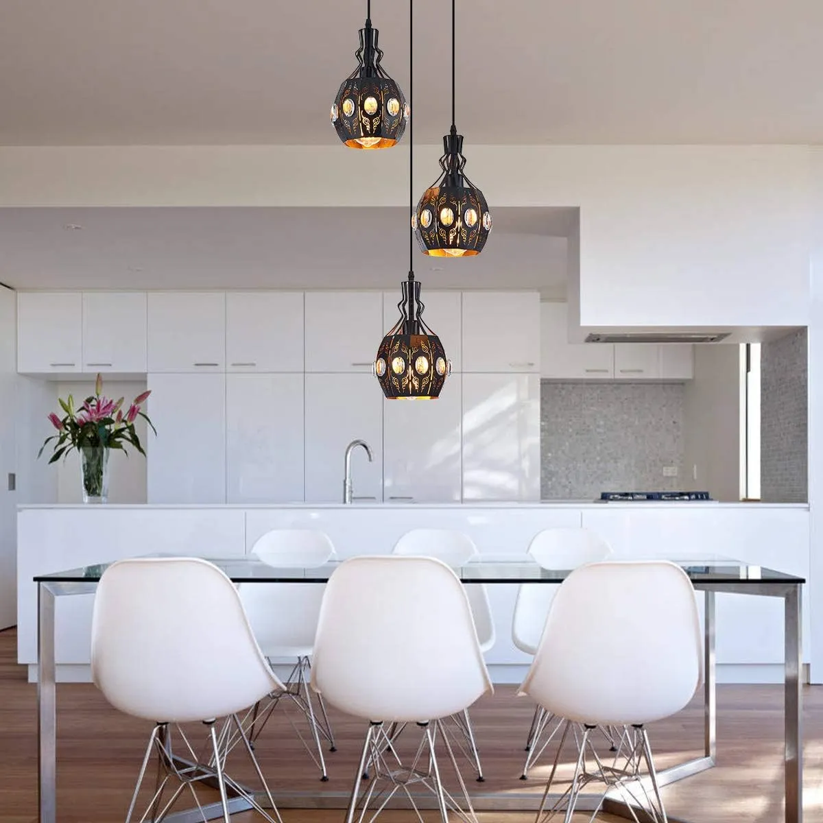 YLONG-ZS 3-Light Industrial Pendant Lighting Vintage Hanging Ceiling Light Fixtures Farmhouse Rustic Pendant Light with Metal Caged for Dining Room Hotel Hanging Lamps