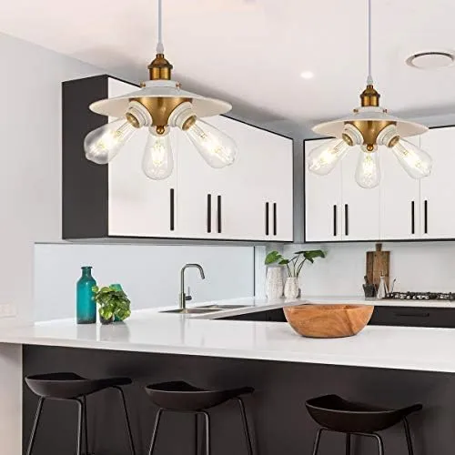 YLONG-ZS White Hanging Lamps Swag Lights Plug in Pendant Light 16.4 FT Cord Hanging Pendant Light On/Off Switch for Living Room, Dining Room, Entryway