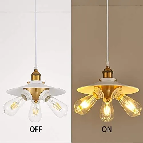 YLONG-ZS White Hanging Lamps Swag Lights Plug in Pendant Light 16.4 FT Cord Hanging Pendant Light On/Off Switch for Living Room, Dining Room, Entryway