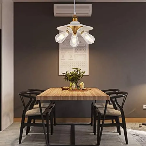 YLONG-ZS White Hanging Lamps Swag Lights Plug in Pendant Light 16.4 FT Cord Hanging Pendant Light On/Off Switch for Living Room, Dining Room, Entryway