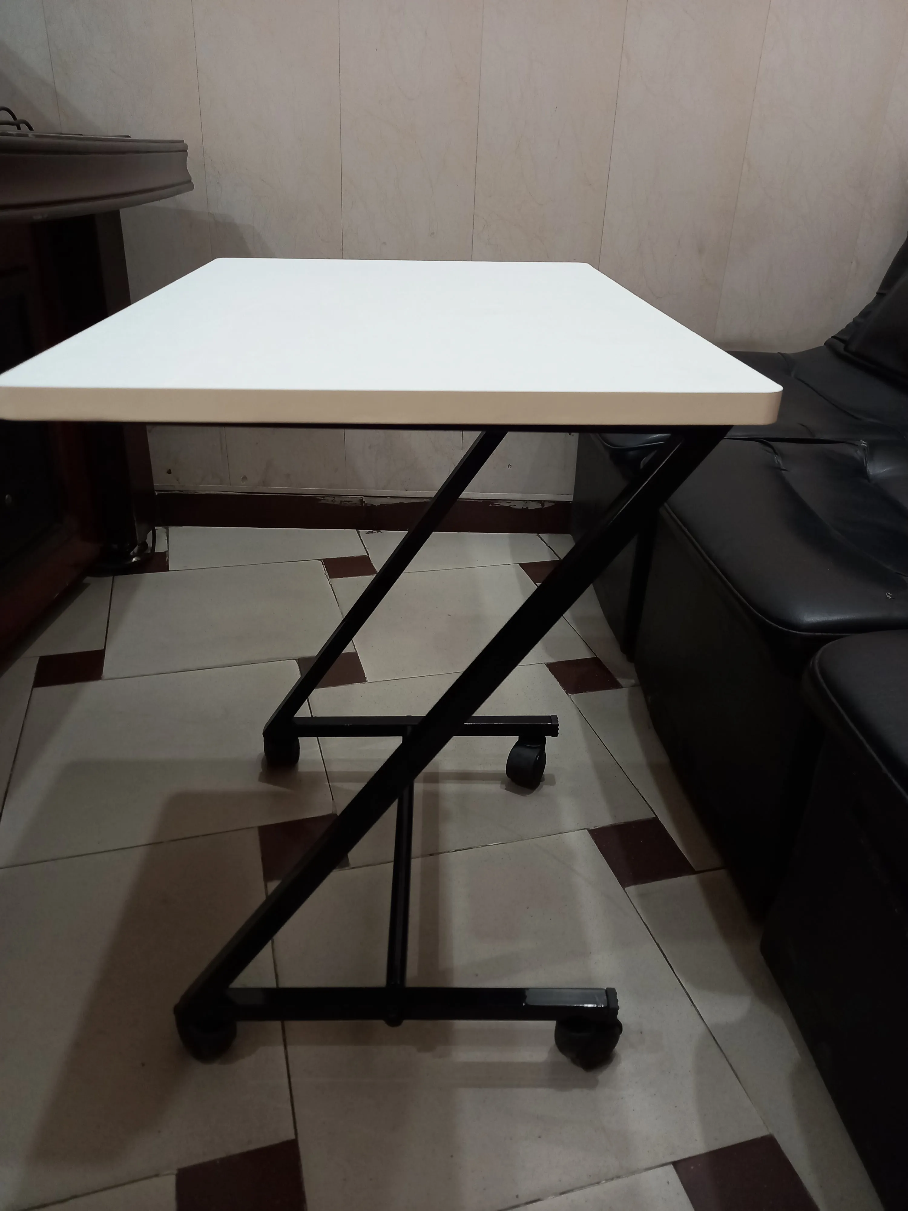 Z Shape Laptop Table Metal Frame With Wheels