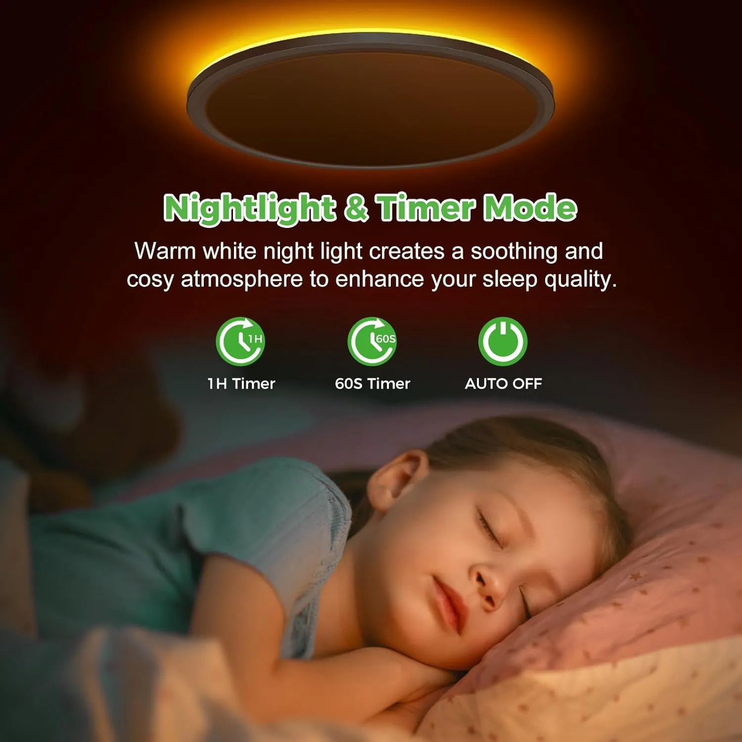 Zemty 12 Inch LED Ceiling Light with Night Light 1800K, Dimmable with Remote Control, Low Profile Lighting for Bedroom Bathroom Kitchen - Brushed Nickel