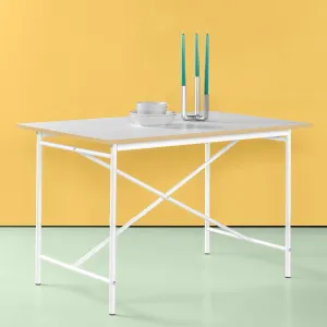ZINUS Atelier 47 Inch White Frame Dining Table, Kitchen Table for Casual Dining, Easy Assembly