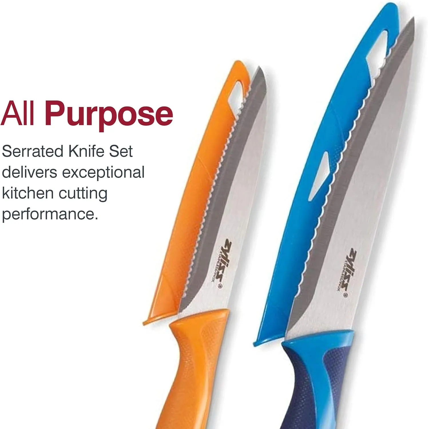 Zyliss Utility Kitchen Knives with Sheath Covers - Dishwasher Safe - Stainless Steel Kitchen Knives Perfect for Cutting Meat, Vegetables & Fruit - 2 Piece Serrated Utility Set