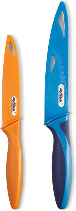 Zyliss Utility Kitchen Knives with Sheath Covers - Dishwasher Safe - Stainless Steel Kitchen Knives Perfect for Cutting Meat, Vegetables & Fruit - 2 Piece Serrated Utility Set