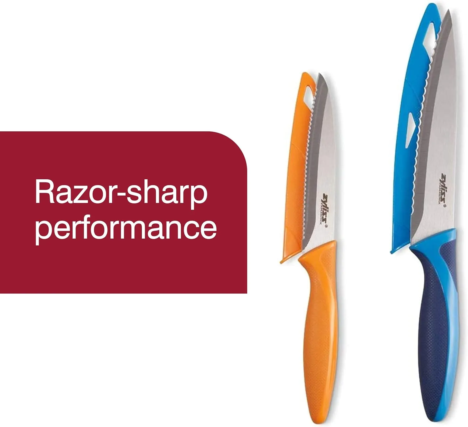 Zyliss Utility Kitchen Knives with Sheath Covers - Dishwasher Safe - Stainless Steel Kitchen Knives Perfect for Cutting Meat, Vegetables & Fruit - 2 Piece Serrated Utility Set
