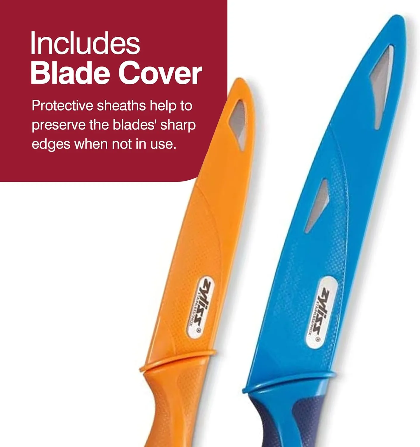 Zyliss Utility Kitchen Knives with Sheath Covers - Dishwasher Safe - Stainless Steel Kitchen Knives Perfect for Cutting Meat, Vegetables & Fruit - 2 Piece Serrated Utility Set