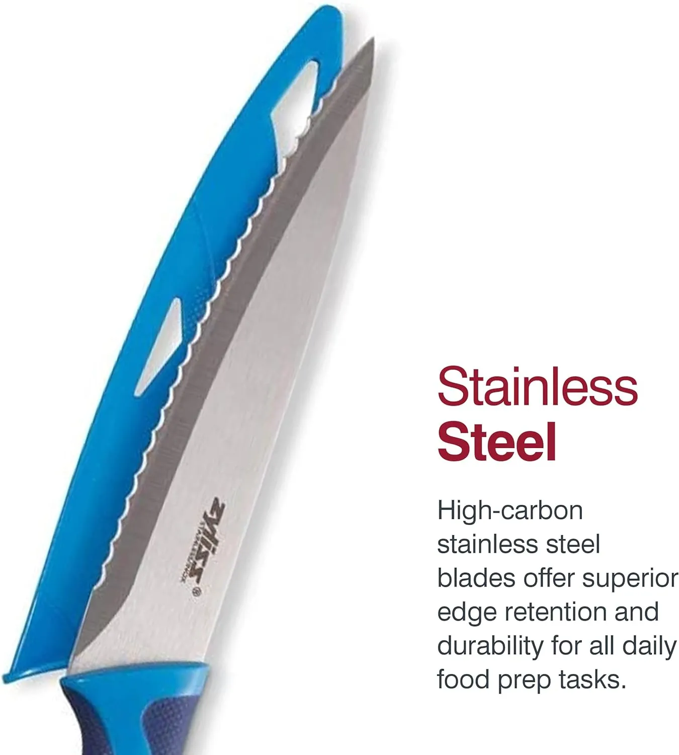 Zyliss Utility Kitchen Knives with Sheath Covers - Dishwasher Safe - Stainless Steel Kitchen Knives Perfect for Cutting Meat, Vegetables & Fruit - 2 Piece Serrated Utility Set